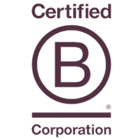 B-corp certified logo in paarse Prescription kleur