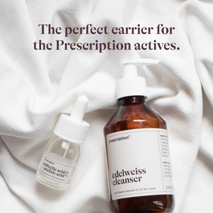 Prescription Skincare Edelweiss Cleanser als perfecte basis voor de actieve ingrediënten