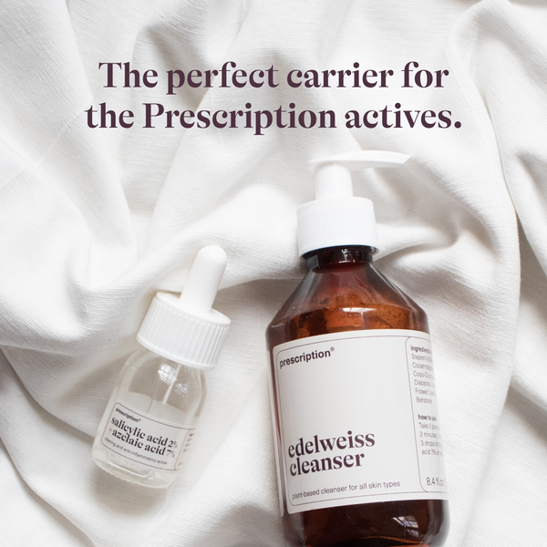 Prescription Skincare Edelweiss Cleanser als perfecte basis voor de actieve ingrediënten