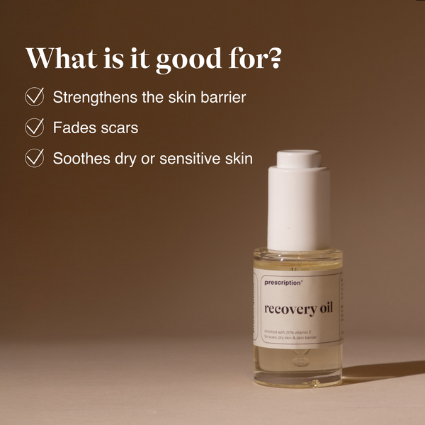 Prescription Skincare Recovery Oil versterkt de huidbarrière, vervaagt littekens en kalmeert de droge huid