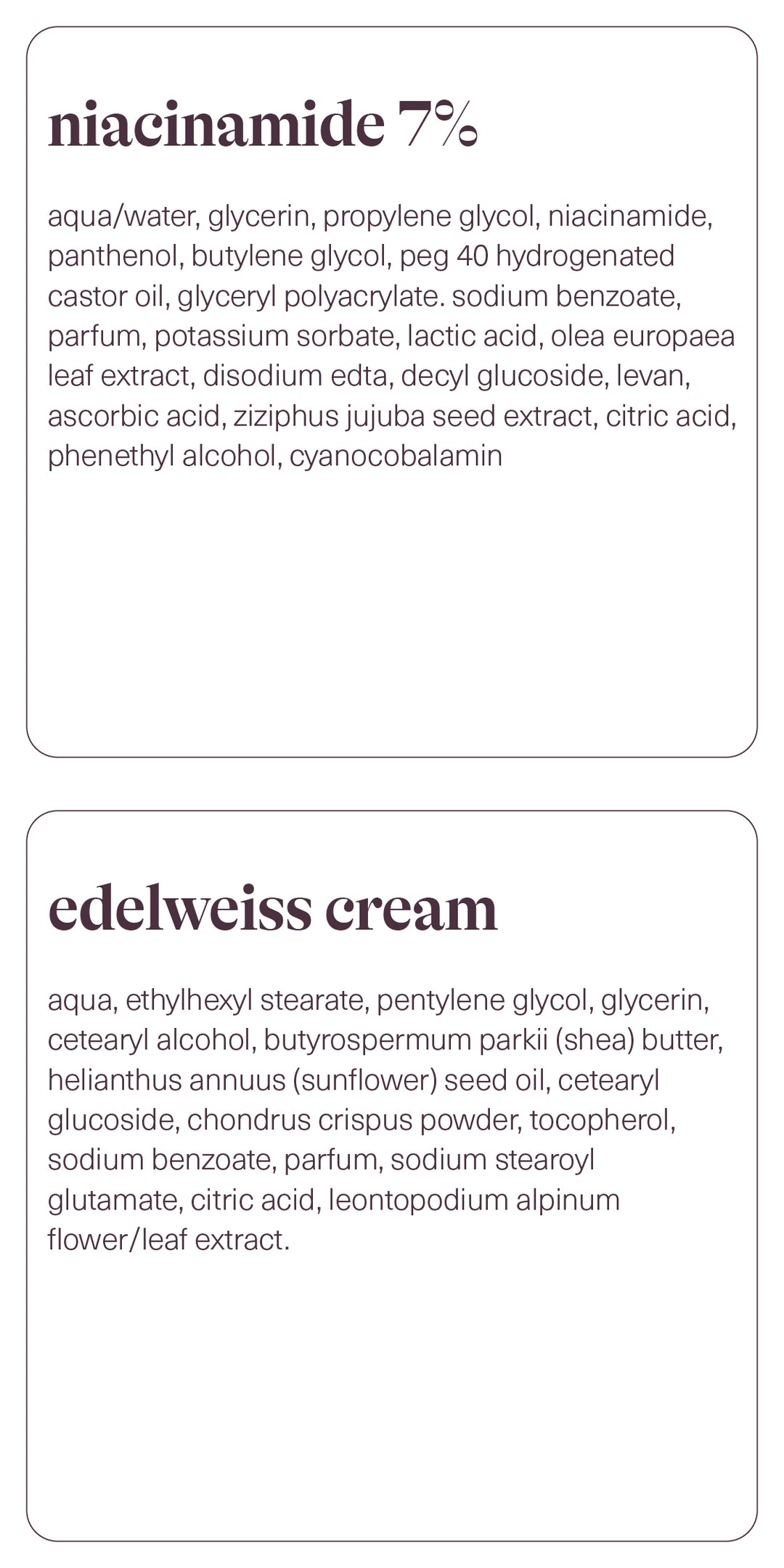 Niacinamide & Edelweiss cream - skin duo